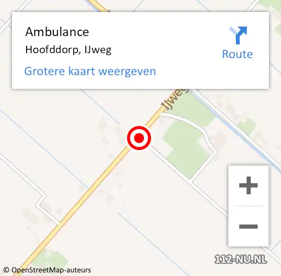 Locatie op kaart van de 112 melding: Ambulance Hoofddorp, IJweg op 9 april 2024 14:05