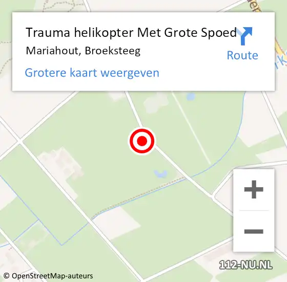 Locatie op kaart van de 112 melding: Trauma helikopter Met Grote Spoed Naar Mariahout, Broeksteeg op 9 april 2024 14:09