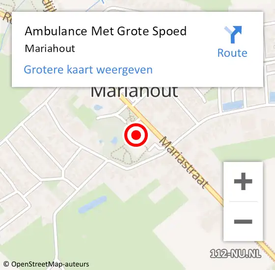 Locatie op kaart van de 112 melding: Ambulance Met Grote Spoed Naar Mariahout op 9 april 2024 14:10