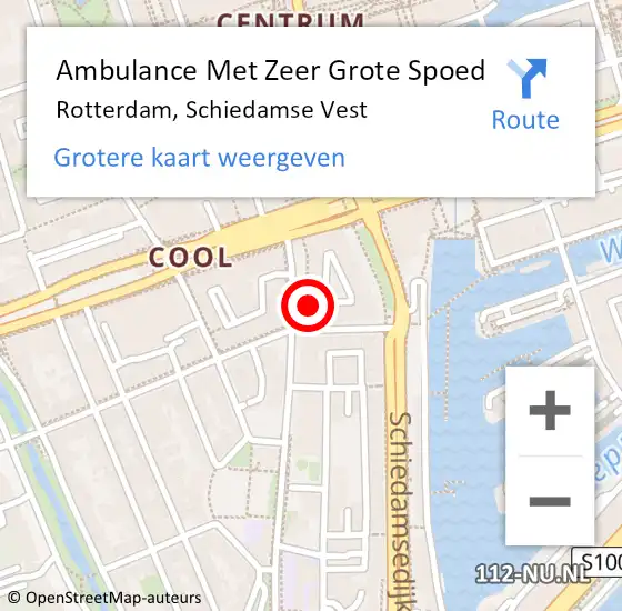 Locatie op kaart van de 112 melding: Ambulance Met Zeer Grote Spoed Naar Rotterdam, Schiedamse Vest op 9 april 2024 14:14