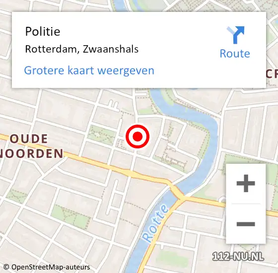 Locatie op kaart van de 112 melding: Politie Rotterdam, Zwaanshals op 9 april 2024 15:10