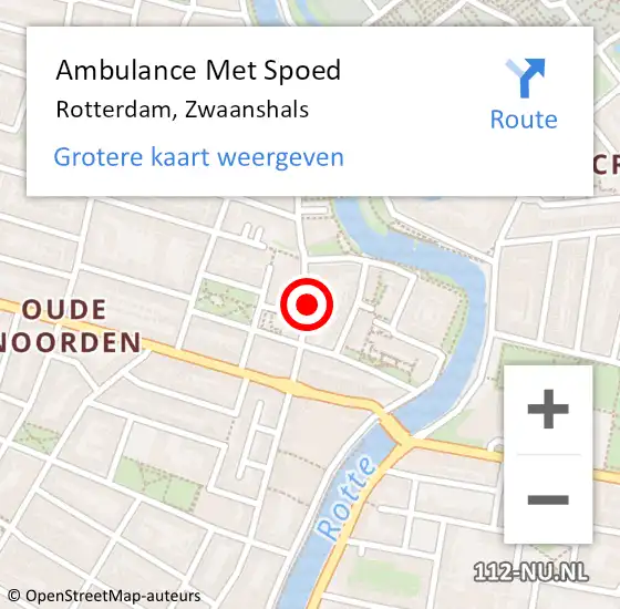 Locatie op kaart van de 112 melding: Ambulance Met Spoed Naar Rotterdam, Zwaanshals op 9 april 2024 15:13