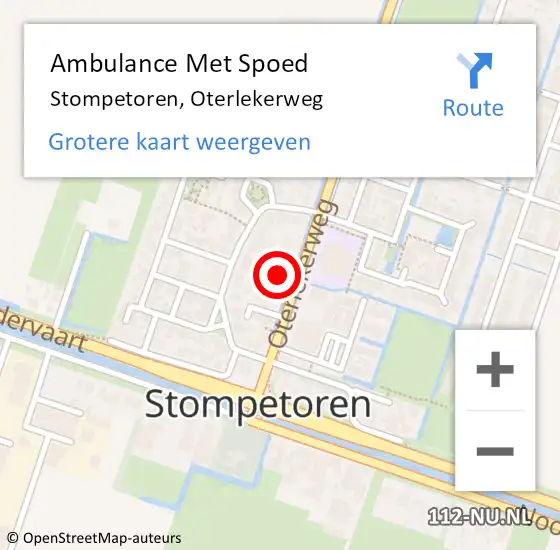 Locatie op kaart van de 112 melding: Ambulance Met Spoed Naar Stompetoren, Oterlekerweg op 9 april 2024 15:27