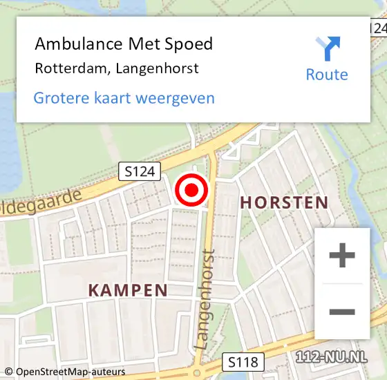 Locatie op kaart van de 112 melding: Ambulance Met Spoed Naar Rotterdam, Langenhorst op 9 april 2024 15:40