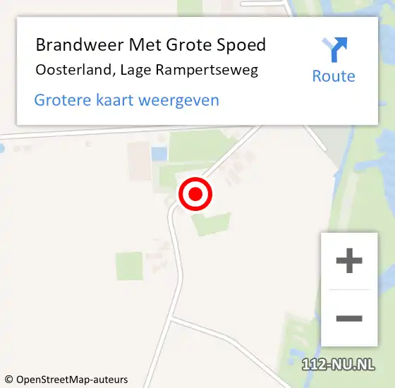 Locatie op kaart van de 112 melding: Brandweer Met Grote Spoed Naar Oosterland, Lage Rampertseweg op 9 april 2024 15:51
