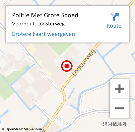 Locatie op kaart van de 112 melding: Politie Met Grote Spoed Naar Voorhout, Loosterweg op 9 april 2024 16:17
