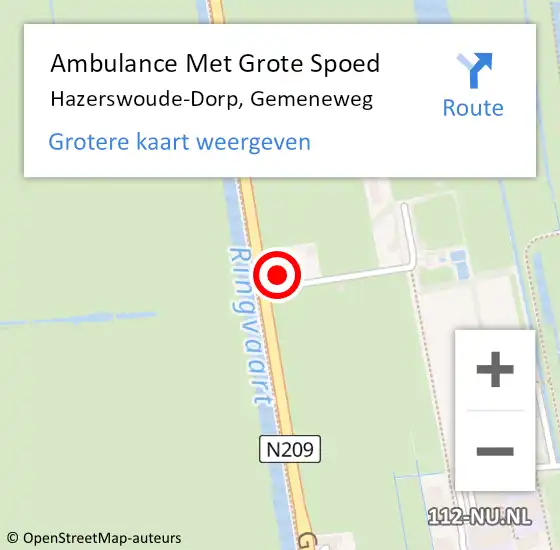 Locatie op kaart van de 112 melding: Ambulance Met Grote Spoed Naar Hazerswoude-Dorp, Gemeneweg op 9 april 2024 16:46