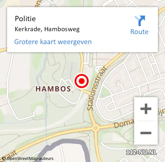 Locatie op kaart van de 112 melding: Politie Kerkrade, Hambosweg op 9 april 2024 16:56
