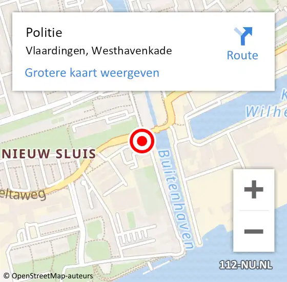 Locatie op kaart van de 112 melding: Politie Vlaardingen, Westhavenkade op 9 april 2024 17:06