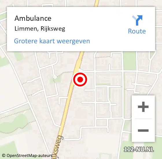 Locatie op kaart van de 112 melding: Ambulance Limmen, Rijksweg op 9 april 2024 17:27