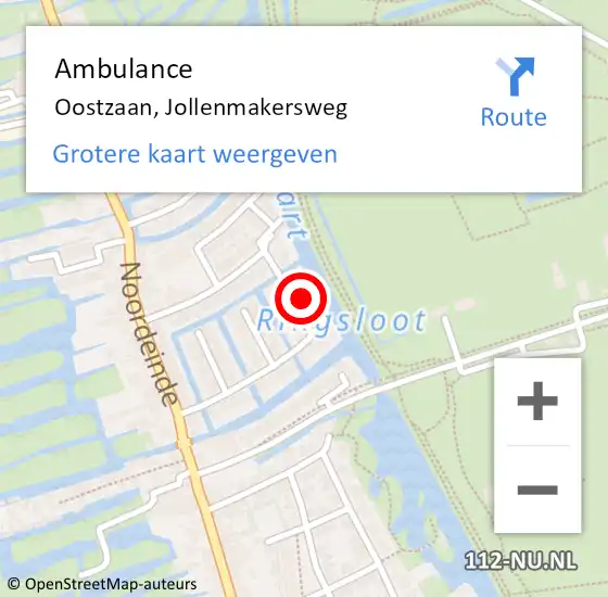 Locatie op kaart van de 112 melding: Ambulance Oostzaan, Jollenmakersweg op 9 april 2024 17:31