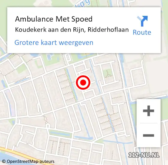 Locatie op kaart van de 112 melding: Ambulance Met Spoed Naar Koudekerk aan den Rijn, Ridderhoflaan op 9 april 2024 17:41