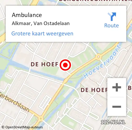 Locatie op kaart van de 112 melding: Ambulance Alkmaar, Van Ostadelaan op 9 april 2024 17:41