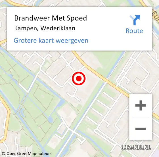 Locatie op kaart van de 112 melding: Brandweer Met Spoed Naar Kampen, Wederiklaan op 9 april 2024 17:41