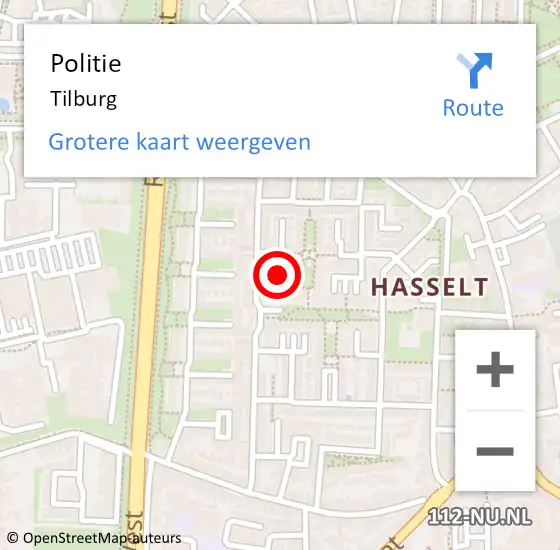 Locatie op kaart van de 112 melding: Politie Tilburg op 9 april 2024 17:58