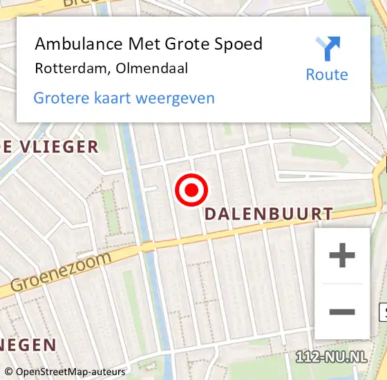 Locatie op kaart van de 112 melding: Ambulance Met Grote Spoed Naar Rotterdam, Olmendaal op 9 april 2024 18:00