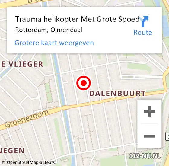 Locatie op kaart van de 112 melding: Trauma helikopter Met Grote Spoed Naar Rotterdam, Olmendaal op 9 april 2024 18:03