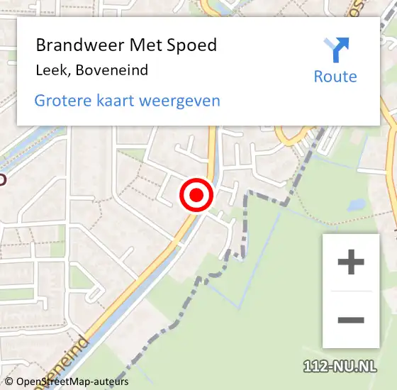 Locatie op kaart van de 112 melding: Brandweer Met Spoed Naar Leek, Boveneind op 9 april 2024 19:27