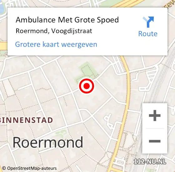 Locatie op kaart van de 112 melding: Ambulance Met Grote Spoed Naar Roermond, Voogdijstraat op 9 april 2024 19:33