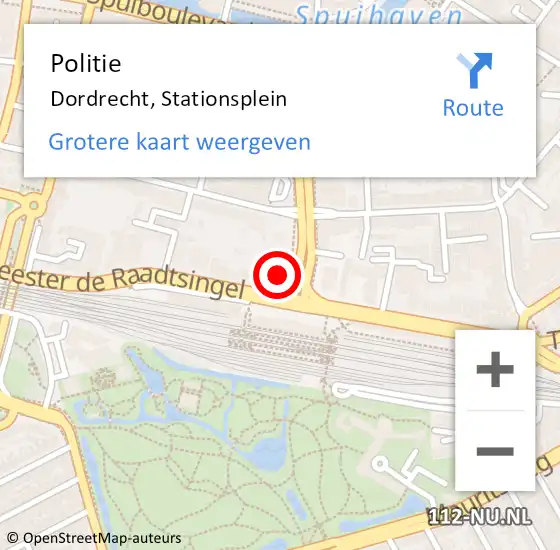 Locatie op kaart van de 112 melding: Politie Dordrecht, Stationsplein op 9 april 2024 19:47