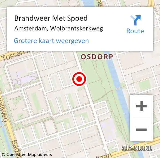 Locatie op kaart van de 112 melding: Brandweer Met Spoed Naar Amsterdam, Wolbrantskerkweg op 9 april 2024 19:48
