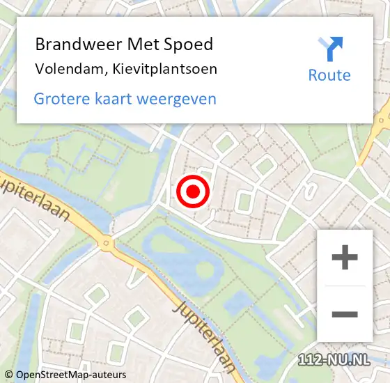 Locatie op kaart van de 112 melding: Brandweer Met Spoed Naar Volendam, Kievitplantsoen op 9 april 2024 19:56