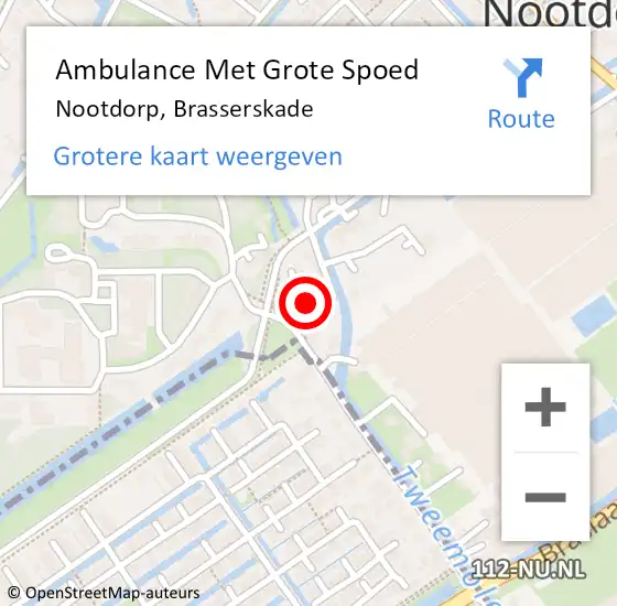 Locatie op kaart van de 112 melding: Ambulance Met Grote Spoed Naar Nootdorp, Brasserskade op 9 april 2024 20:54