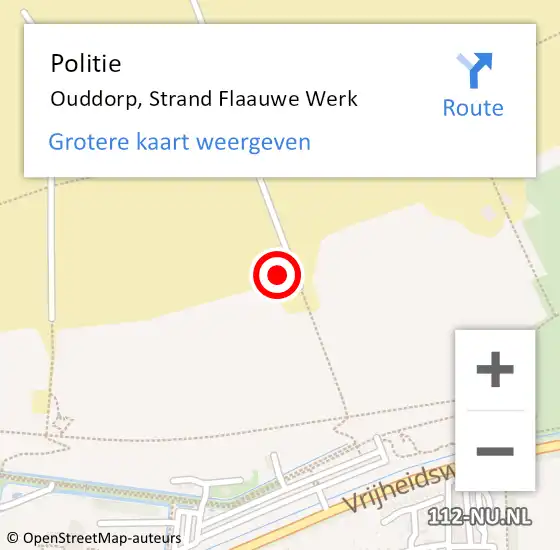 Locatie op kaart van de 112 melding: Politie Ouddorp, Strand Flaauwe Werk op 9 april 2024 21:13