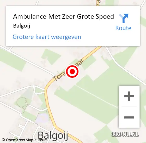 Locatie op kaart van de 112 melding: Ambulance Met Zeer Grote Spoed Naar Balgoij op 9 april 2024 21:26