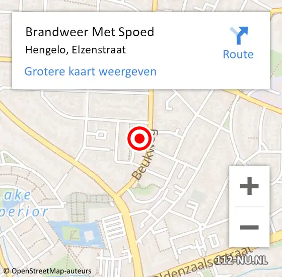 Locatie op kaart van de 112 melding: Brandweer Met Spoed Naar Hengelo, Elzenstraat op 9 april 2024 21:29