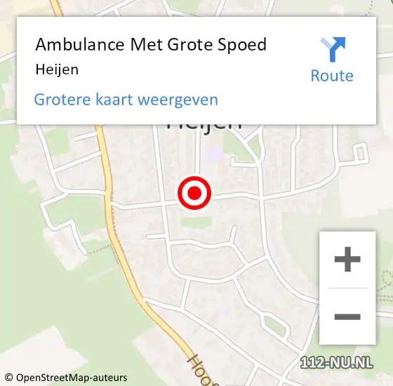 Locatie op kaart van de 112 melding: Ambulance Met Grote Spoed Naar Heijen op 9 april 2024 22:08
