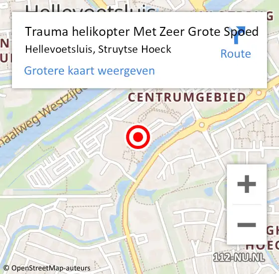 Locatie op kaart van de 112 melding: Trauma helikopter Met Zeer Grote Spoed Naar Hellevoetsluis, Struytse Hoeck op 9 april 2024 22:52