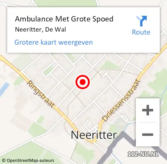 Locatie op kaart van de 112 melding: Ambulance Met Grote Spoed Naar Neeritter, De Wal op 9 april 2024 23:10