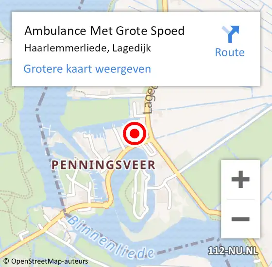 Locatie op kaart van de 112 melding: Ambulance Met Grote Spoed Naar Haarlemmerliede, Lagedijk op 9 april 2024 23:53