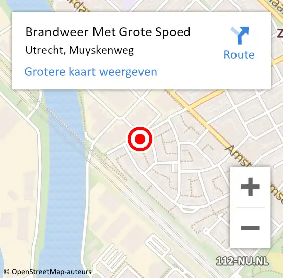 Locatie op kaart van de 112 melding: Brandweer Met Grote Spoed Naar Utrecht, Muyskenweg op 10 april 2024 00:26