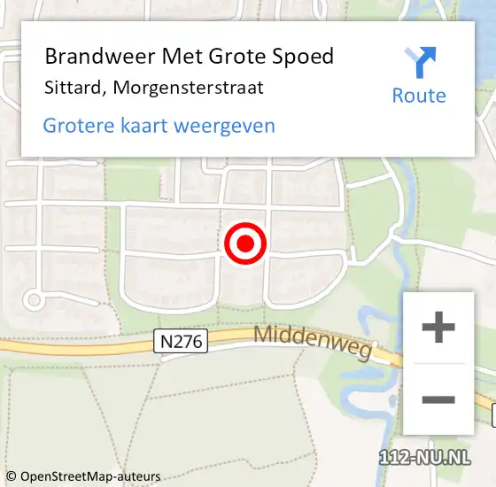 Locatie op kaart van de 112 melding: Brandweer Met Grote Spoed Naar Sittard, Morgensterstraat op 10 april 2024 00:40