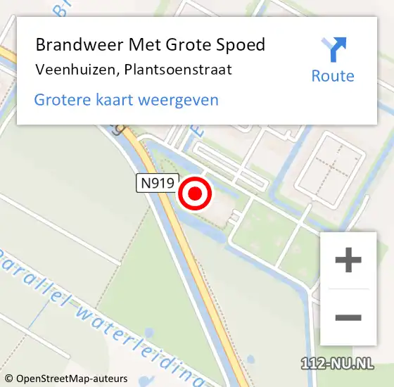 Locatie op kaart van de 112 melding: Brandweer Met Grote Spoed Naar Veenhuizen, Plantsoenstraat op 10 april 2024 00:47
