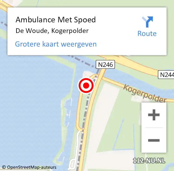 Locatie op kaart van de 112 melding: Ambulance Met Spoed Naar De Woude, Kogerpolder op 10 april 2024 01:39
