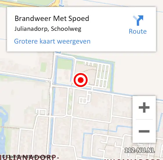 Locatie op kaart van de 112 melding: Brandweer Met Spoed Naar Julianadorp, Schoolweg op 10 april 2024 02:00