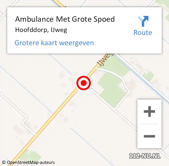 Locatie op kaart van de 112 melding: Ambulance Met Grote Spoed Naar Hoofddorp, IJweg op 10 april 2024 04:34