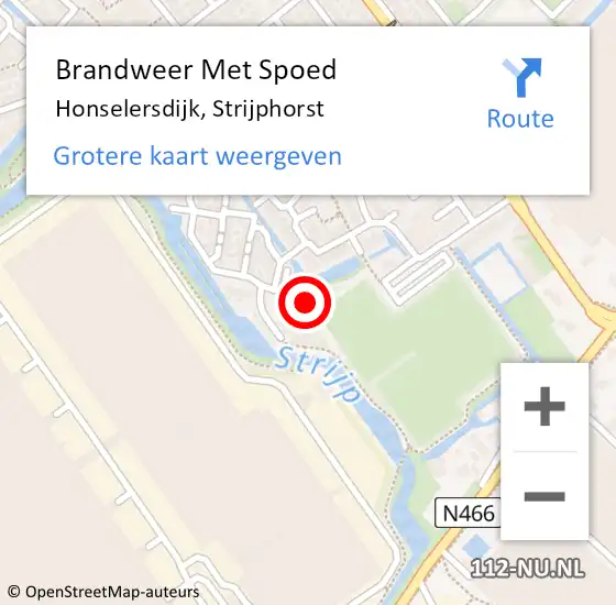 Locatie op kaart van de 112 melding: Brandweer Met Spoed Naar Honselersdijk, Strijphorst op 10 april 2024 06:02