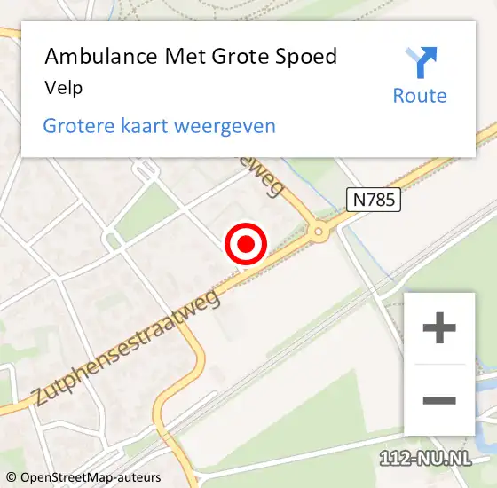 Locatie op kaart van de 112 melding: Ambulance Met Grote Spoed Naar Velp op 10 april 2024 06:14