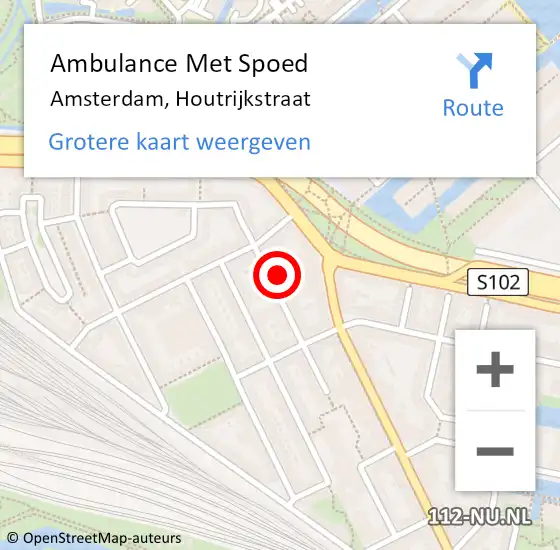 Locatie op kaart van de 112 melding: Ambulance Met Spoed Naar Amsterdam, Houtrijkstraat op 10 april 2024 07:56