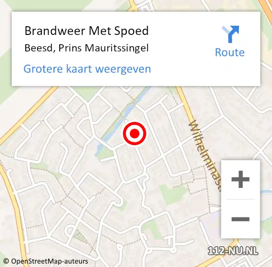 Locatie op kaart van de 112 melding: Brandweer Met Spoed Naar Beesd, Prins Mauritssingel op 10 april 2024 08:37