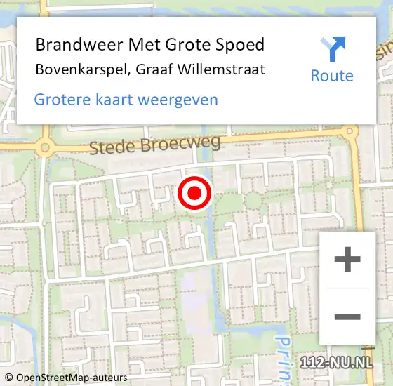 Locatie op kaart van de 112 melding: Brandweer Met Grote Spoed Naar Bovenkarspel, Graaf Willemstraat op 10 april 2024 08:42