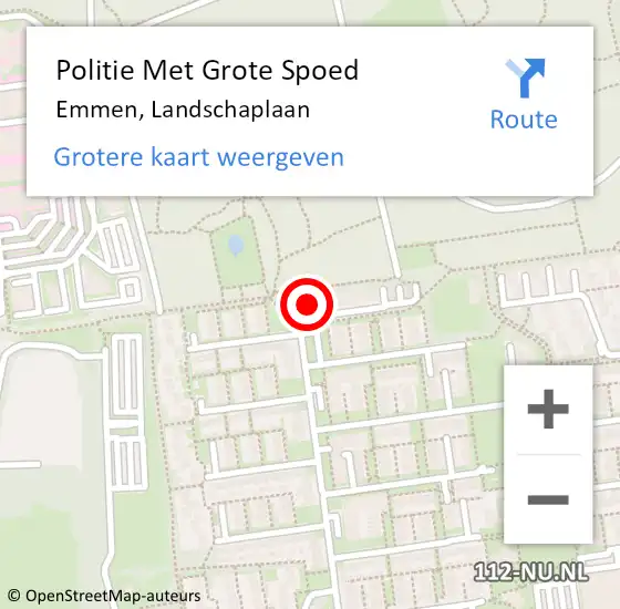 Locatie op kaart van de 112 melding: Politie Met Grote Spoed Naar Emmen, Landschaplaan op 10 april 2024 09:12