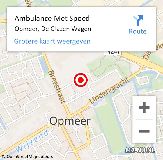 Locatie op kaart van de 112 melding: Ambulance Met Spoed Naar Opmeer, De Glazen Wagen op 10 april 2024 09:15