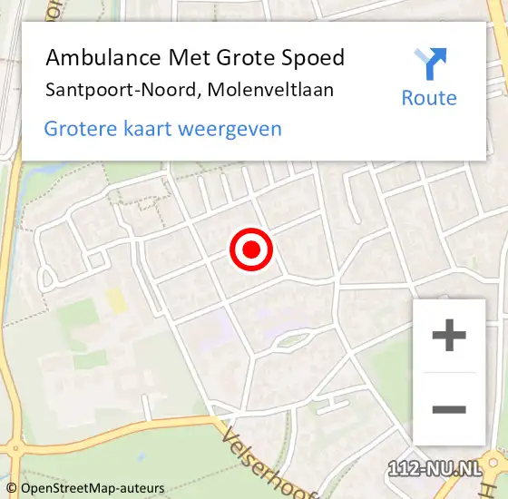 Locatie op kaart van de 112 melding: Ambulance Met Grote Spoed Naar Santpoort-Noord, Molenveltlaan op 10 april 2024 09:31