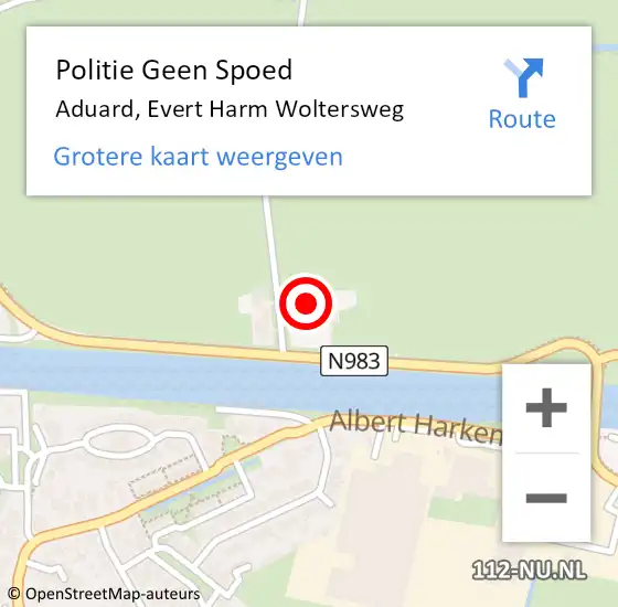 Locatie op kaart van de 112 melding: Politie Geen Spoed Naar Aduard, Evert Harm Woltersweg op 10 april 2024 09:36
