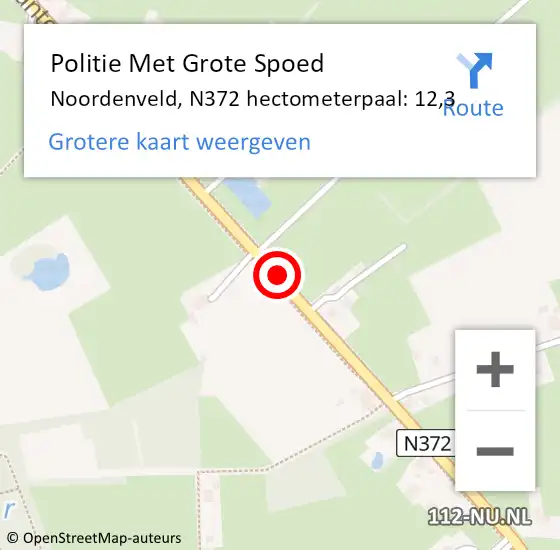 Locatie op kaart van de 112 melding: Politie Met Grote Spoed Naar Noordenveld, N372 hectometerpaal: 12,3 op 10 april 2024 09:44